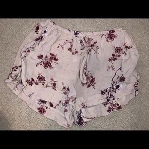 Floral print fabric shorts
